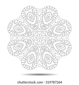 Mandala element. Symmetric zentangle. Vector illustration. Abstract doodle background. Good for cards, invitations, presentations, party, bag, t-shirt, marketing materials. Indian east style.