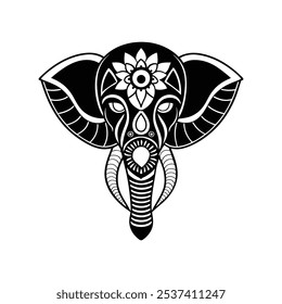 Mandala elephant face, face elephant Mandala , coloring page for adults elephant face with vector design.