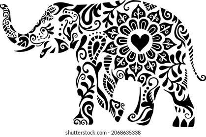 Mandala Elephant Vektor Illustration auf weißem Hintergrund. Perfekt für alle Projekte oder Themen rund um Tribal und Mandala Zentangle. Geeignet für Webdesign, Druck, perfekt geeignet für traditionelle Medien und 