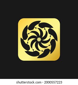 logotipo del vector de oro del emblema de mandala, diseño del logotipo abstracto
