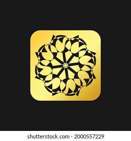 logotipo del vector de oro del emblema de mandala, diseño del logotipo abstracto