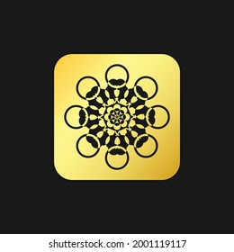 logotipo del vector de oro del emblema de mandala, diseño del logotipo abstracto