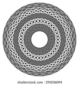 Mandala in esoteric style featuring a set of isolated Celtic braid rings. Decorative elements perfect for spiritual designs, logos, invitations, tattoos, and intricate pattern projects.