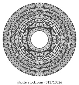 Mandala in esoteric style. Set of isolated rings of celtic braids. Decorative elements for your design.