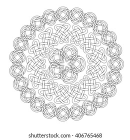 Mandala in esoteric style. Set of isolated rings of celtic braids. Decorative elements for your design.