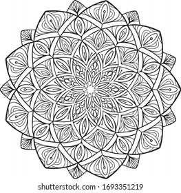 Mandala, esoterics black and white drawing, coloring