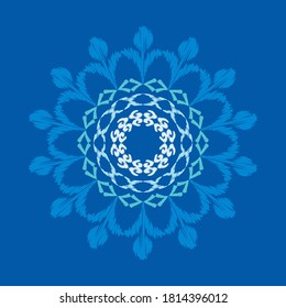 Mandala. Ethnic mandala with colorful tribal ornaments. Design with manual hatching. Isolated. Vector illustration for web design or print.