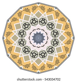 Mandala ethnic decoration round ornament, isolated colorful design element on a white background. Vector geometric shapes, stylized floral pattern. Tribal ethnic arabic, indian, turkish motif