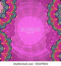 Mandala. Ethnic decorative background. Hand drawn background. Islam, Arabic, Indian, ottoman motifs. Pink.