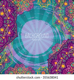 Mandala. Ethnic decorative background. Hand drawn background. Islam, Arabic, Indian, ottoman motifs. Blue.