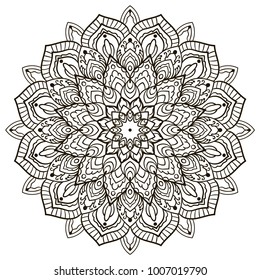 Mandala. Ethnic decorative element. Hand drawn backdrop. Islam, Arabic, Indian, ottoman motifs. Boho style. Vector for coloring page for adults