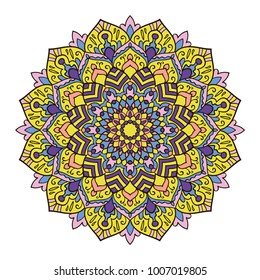 Mandala. Ethnic decorative element. Hand drawn backdrop. Islam, Arabic, Indian, ottoman motifs. Boho style.