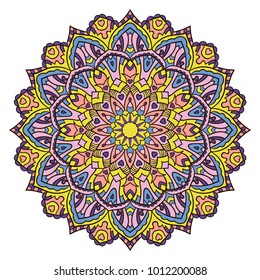 Mandala. Ethnic decorative element. Hand drawn backdrop. Islam, Arabic, Indian, ottoman motifs. Boho style.