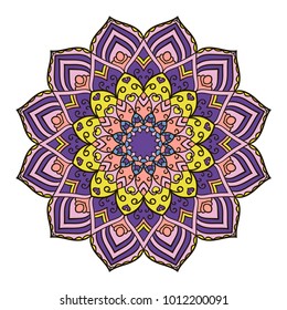 Mandala. Ethnic decorative element. Hand drawn backdrop. Islam, Arabic, Indian, ottoman motifs. Boho style.