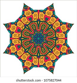 Mandala. Ethnic decorative element. Hand drawn backdrop. Islam, Arabic, Indian, ottoman motifs. Boho style.