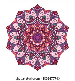 Mandala. Ethnic decorative element. Hand drawn backdrop. Islam, Arabic, Indian, ottoman motifs. Boho style.