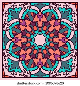 Mandala. Ethnic decorative element. Hand drawn backdrop. Islam, Arabic, Indian, ottoman motifs. Boho style.