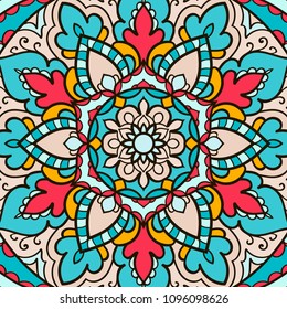 Mandala. Ethnic decorative element. Hand drawn backdrop. Islam, Arabic, Indian, ottoman motifs. Boho style.