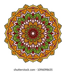Mandala. Ethnic decorative element. Hand drawn backdrop. Islam, Arabic, Indian, ottoman motifs. Boho style.