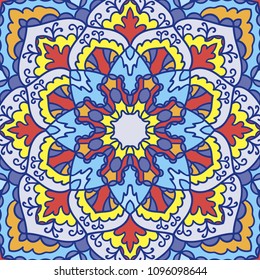 Mandala. Ethnic decorative element. Hand drawn backdrop. Islam, Arabic, Indian, ottoman motifs. Boho style.