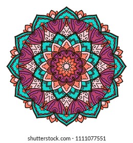 Mandala. Ethnic decorative element. Hand drawn backdrop. Islam, Arabic, Indian, ottoman motifs. Boho style. Vector for coloring page for adults
