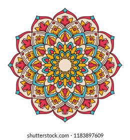 Mandala. Ethnic decorative element. Hand drawn backdrop. Islam, Arabic, Indian, ottoman motifs. Boho style.