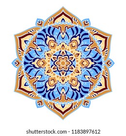 Mandala. Ethnic decorative element. Hand drawn backdrop. Islam, Arabic, Indian, ottoman motifs. Boho style.