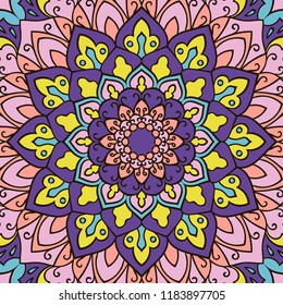 Mandala. Ethnic decorative element. Hand drawn backdrop. Islam, Arabic, Indian, ottoman motifs. Boho style.