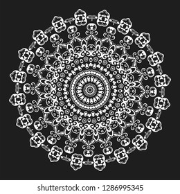 Mandala. Ethnic decorative element. Hand drawn backdrop. Islam, Arabic, Indian, ottoman motifs. Boho style. Vector for coloring page for adults