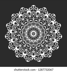 Mandala. Ethnic decorative element. Hand drawn backdrop. Islam, Arabic, Indian, ottoman motifs. Boho style. Vector for coloring page for adults
