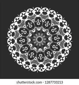 Mandala. Ethnic decorative element. Hand drawn backdrop. Islam, Arabic, Indian, ottoman motifs. Boho style. Vector for coloring page for adults