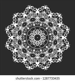 Mandala. Ethnic decorative element. Hand drawn backdrop. Islam, Arabic, Indian, ottoman motifs. Boho style. Vector for coloring page for adults