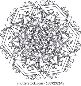 Mandala. Elementos decorativos étnicos. Fondo dibujado a mano. Motivos islámicos, árabes, indios y otomanos. Estilo Boho. Vector para página de colorear para adultos