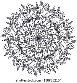 Mandala. Ethnic decorative element. Hand drawn backdrop. Islam, Arabic, Indian, ottoman motifs. Boho style. Vector for coloring page for adults