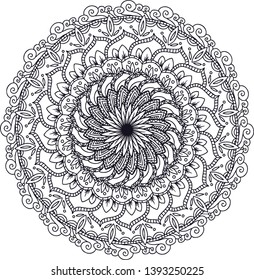Mandala. Ethnic decorative element. Hand drawn backdrop. Islam, Arabic, Indian, ottoman motifs. Boho style. Vector for coloring page for adults