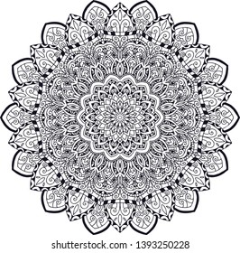 Mandala. Ethnic decorative element. Hand drawn backdrop. Islam, Arabic, Indian, ottoman motifs. Boho style. Vector for coloring page for adults