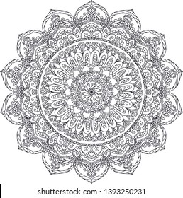 Mandala. Ethnic decorative element. Hand drawn backdrop. Islam, Arabic, Indian, ottoman motifs. Boho style. Vector for coloring page for adults