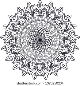 Mandala. Ethnic decorative element. Hand drawn backdrop. Islam, Arabic, Indian, ottoman motifs. Boho style. Vector for coloring page for adults