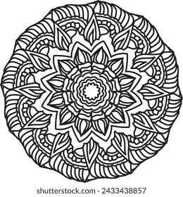 Mandala. Elemento decorativo étnico. Fondo dibujado a mano. Islam, árabe, indio, motivos otomanos. Estilo boho. Vector para colorear página para adultos