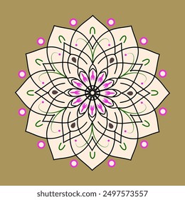 Mandala. Ethnic decorative element. Hand drawn backdrop. Islam, Arabic, Indian, ottoman motifs