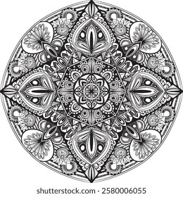 Mandala. Ethnic decorative element. Hand drawn backdrop. Islam, Arabic, Indian, ottoman motifs