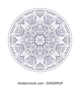Mandala. Ethnic decorative element. Hand drawn backdrop. Islam, Arabic, Indian, ottoman motifs. Boho style.