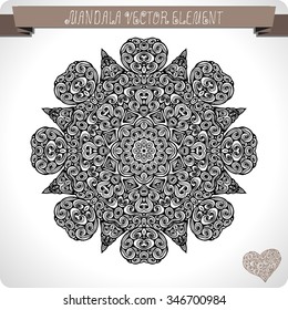 Mandala. Ethnic decorative element. Hand drawn background. Islam, Arabic, Indian, ottoman motifs.