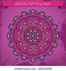 Mandala. Ethnic decorative element. Hand drawn background. Islam, Arabic, Indian, ottoman motifs.