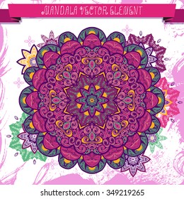 Mandala. Ethnic decorative element. Hand drawn background. Islam, Arabic, Indian, ottoman motifs.