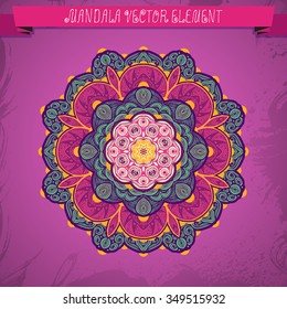 Mandala. Ethnic decorative element. Hand drawn background. Islam, Arabic, Indian, ottoman motifs.