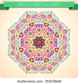 Mandala. Ethnic decorative element. Hand drawn background. Islam, Arabic, Indian, ottoman motifs.