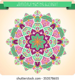 Mandala. Ethnic decorative element. Hand drawn background. Islam, Arabic, Indian, ottoman motifs.