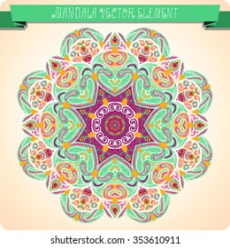 Mandala. Ethnic decorative element. Hand drawn background. Islam, Arabic, Indian, ottoman motifs.