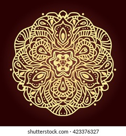 Mandala. Ethnic decorative element. Hand drawn backdrop. Islam, Arabic, Indian, ottoman motifs. Boho style. 